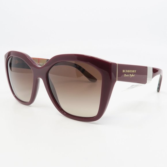 B 4261 3835/13 Burberry Burgundy/ Brown Gradient Sunglasses 57mm with case - Picture 5 of 6